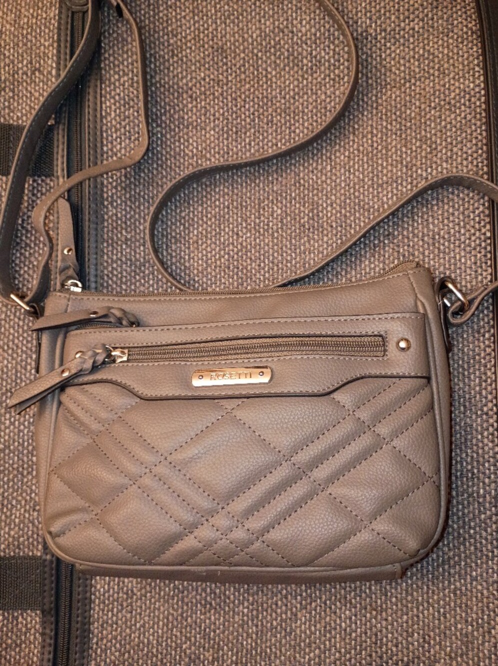 Rossetti Quilted Crossbody Bag in Taupe Gray